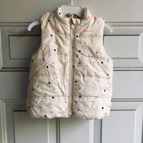 ❄️ [KID 2T] Baby GAP Puffer White Heart Vest COLDCONTROL Sleeveless Jacket Girl - Picture 1 of 7